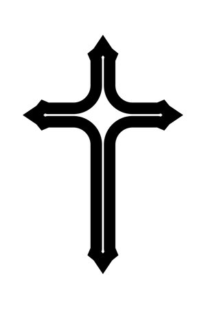 Christian crucifix icon symbol. Flat vector illustrationのイラスト素材