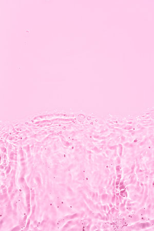 Banner of Pink Abstract water background texture with ripples and waves. Copy spaceの写真素材