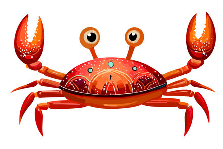 Cute crab isolated on white background. Naive art style illustration. AI generatedの素材