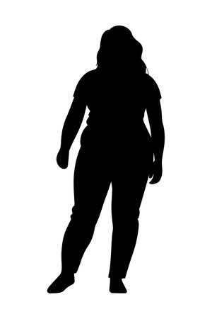 Overweight Woman silhouette isolated on white backgroundのイラスト素材