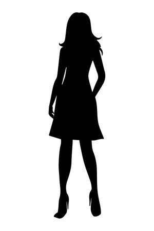 Young woman with a dress silhouette isolated on white backgroundのイラスト素材