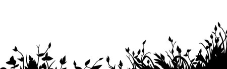 Bush and grass Vegetation border silhouette. vector illustrationのイラスト素材