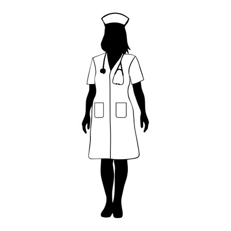 Woman nurse silhouette. Vector illustrationのイラスト素材