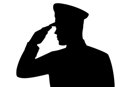 Soldier man salute silhouette. Vector illustrationのイラスト素材