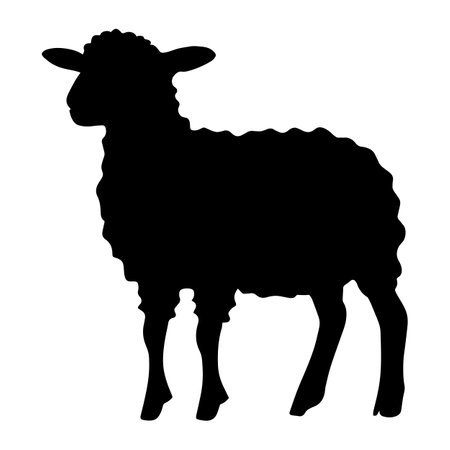 Lamb standing silhouette. Vector illustrationのイラスト素材