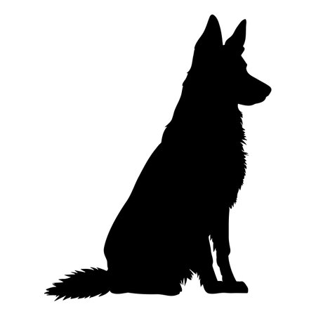 Sitting german shepherd dog silhouette. Vector illustrationのイラスト素材