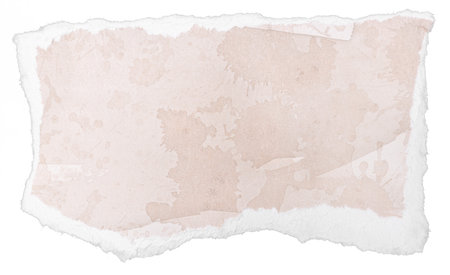 Ripped beige watercolor paper note message isolated on white background. Templateの写真素材