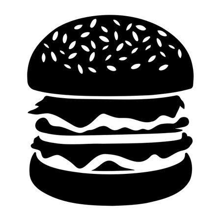 Hamburger silhouette isolated. Vector illustrationのイラスト素材