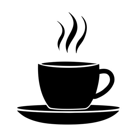 Hot coffee cup silhouette icon isolated. Vector illustrationのイラスト素材