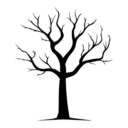 Bare tree silhouette without leaves. Vector illustrationのイラスト素材
