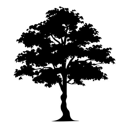 Oak tree silhouette. Vector illustrationのイラスト素材
