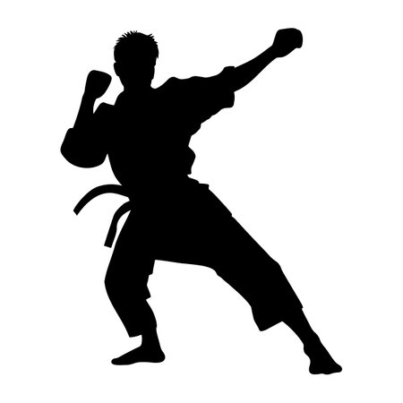 Karate man fighter silhouette. Vector illustrationのイラスト素材