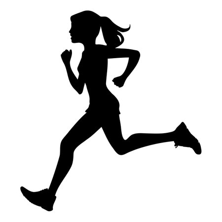 Running girl silhouette. Vector illustrationのイラスト素材