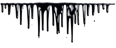 Black paint dripping border isolated on a white background. AI Generativeの素材