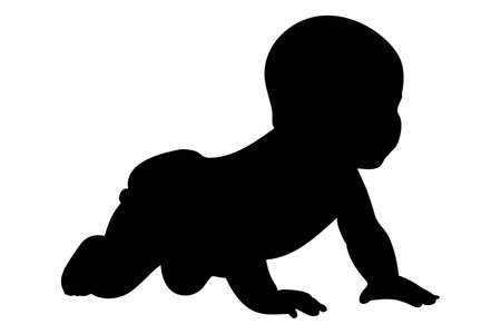 Baby crawling silhouette. Vector illustrationのイラスト素材