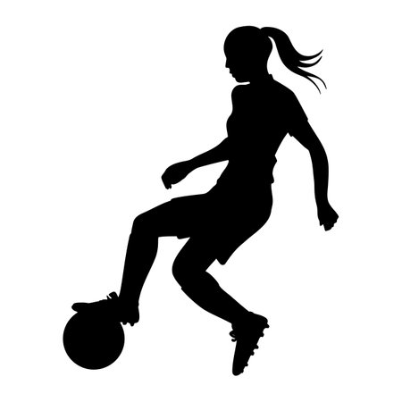 Woman soccer player silhouette. Vector illustrationのイラスト素材
