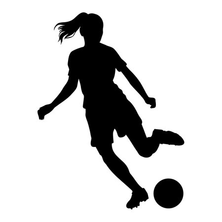 Woman soccer player silhouette. Vector illustrationのイラスト素材