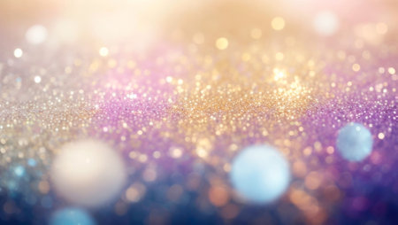 Shiny light and glitter abstract background. Blue, purple, gold colors. AI Generativeの素材