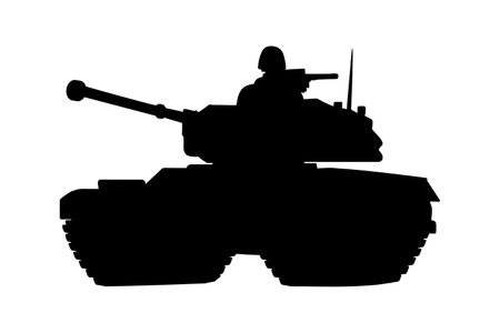 Army tank silhouette. Vector illustrationのイラスト素材