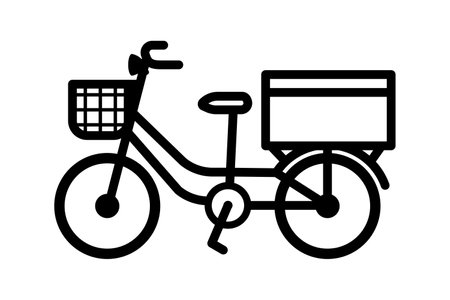 Delivery bike icon. Outline vector illustrationのイラスト素材