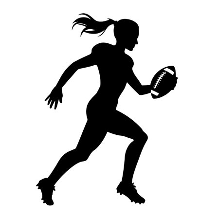 Woman American football player silhouette. Vector illustrationのイラスト素材