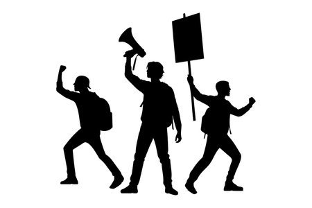 Group of Protesters silhouette. Vector illustrationのイラスト素材