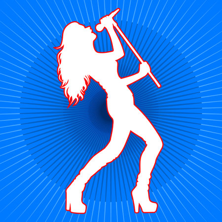 Woman singing rock with a microphone pop art Vector illustrationのイラスト素材