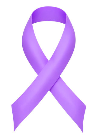 Purple awareness ribbon isolated on white background. World cancer day symbol. AI Generativeの素材