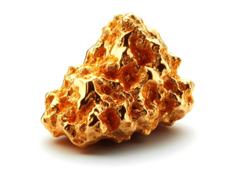 Gold nugget isolated on white background. AI generativeの素材