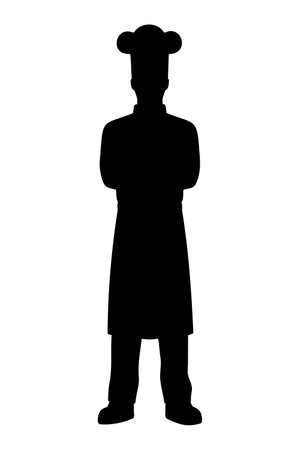 Chef portrait silhouette. Flat vector illustrationのイラスト素材
