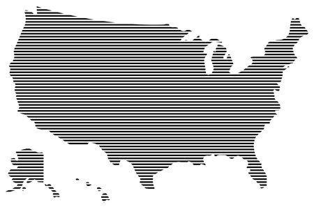 Striped pattern map of America. vector illustrationのイラスト素材