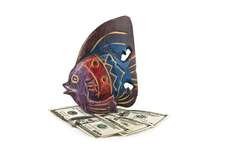 Colorful fish to raise money on a white backgroundの写真素材