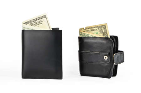 Comparison of two purses on a white backgroundの写真素材