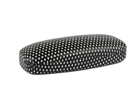 Black case with rhinestones for glasses on a white backgroundの写真素材