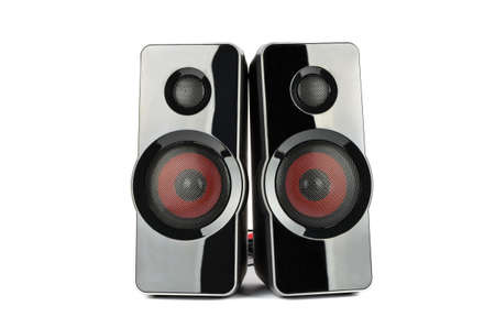 Acoustic system on a white background close-upの写真素材