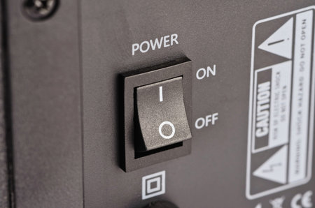 Rectangular button in the on-state close-up