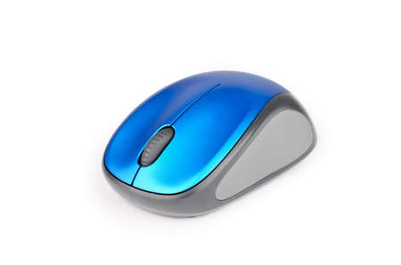 Wireless mouse closeup on white backgroundの写真素材