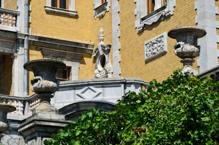 Two vases on the background of an old castle