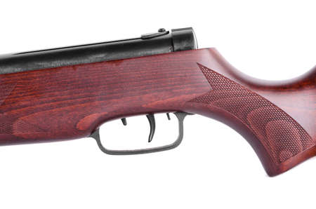 Trigger a hunting rifle on a white closeupの写真素材