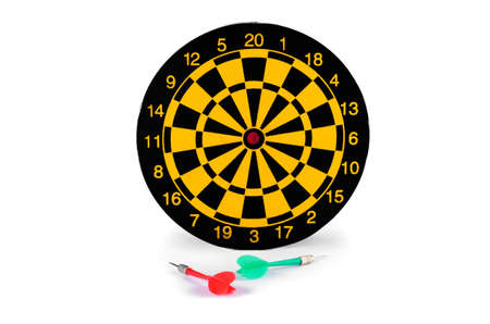 Darts and arrows on a white closeupの写真素材