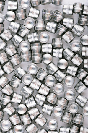 set of small-caliber lead bullets gun closeup