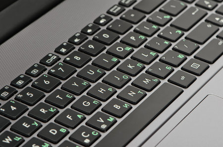 Black keyboard of laptop closeup