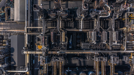 Aerial view petrochemical plant, oil refinery factory.の写真素材