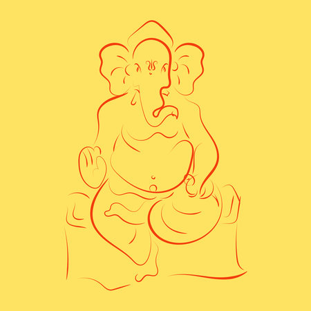 lord ganesha illustration in vector fileのイラスト素材