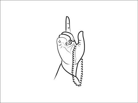 Guru Nanak Dev ji chanting hand illustration vector imageのイラスト素材