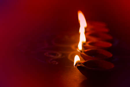 selective focus Image of celebrating Happy Diwali.Famous Indian festival.の写真素材