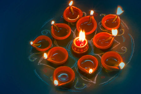 selective focus Image of celebrating Happy Diwali.Famous Indian festival.