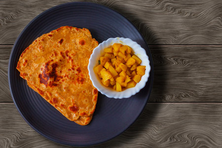 selective focus of popular Indian bread paratha.