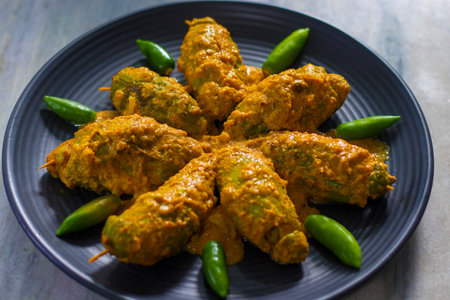 selective focus of bengali pointed gourd food "potoler dorma".の写真素材