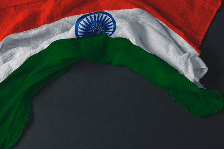 Indian National Flag with black background.